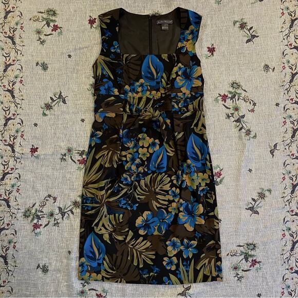 VTG Jessica Howard Square Neck Floral Dress Sleeveless Tropical 12 Formal Party - Picture 2 of 4
